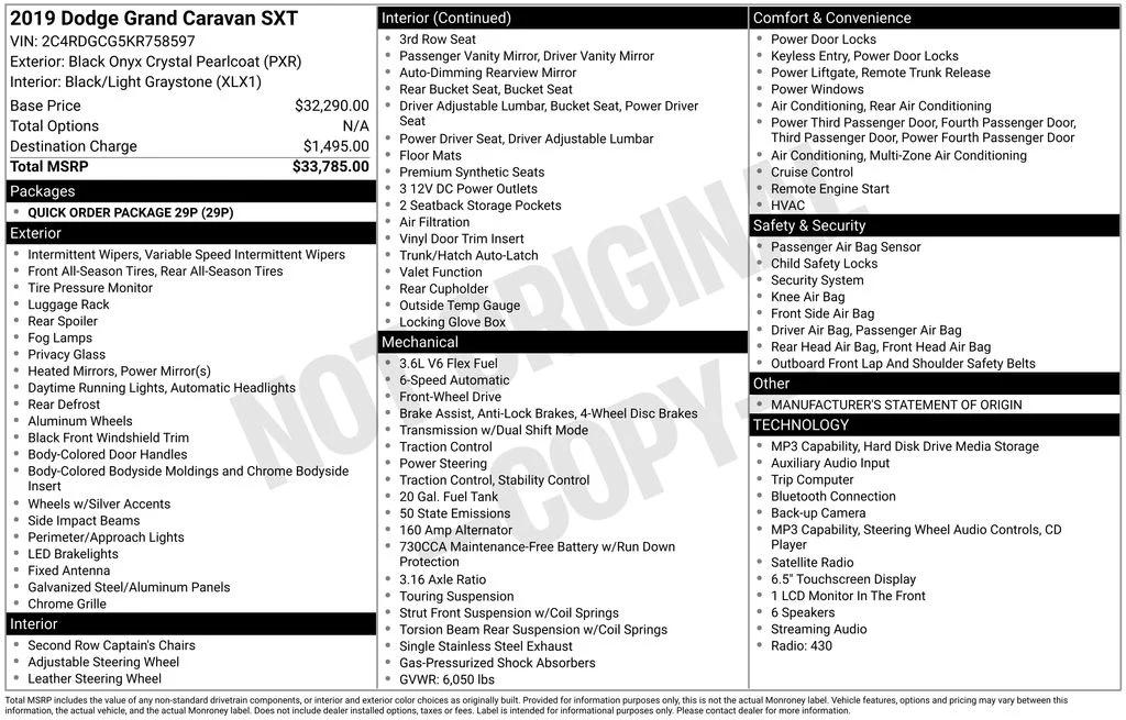 dodge grand caravan 2019 2C4RDGCG5KR758597 image dodge grand caravan 2019 2C4RDGCG5KR758597 image